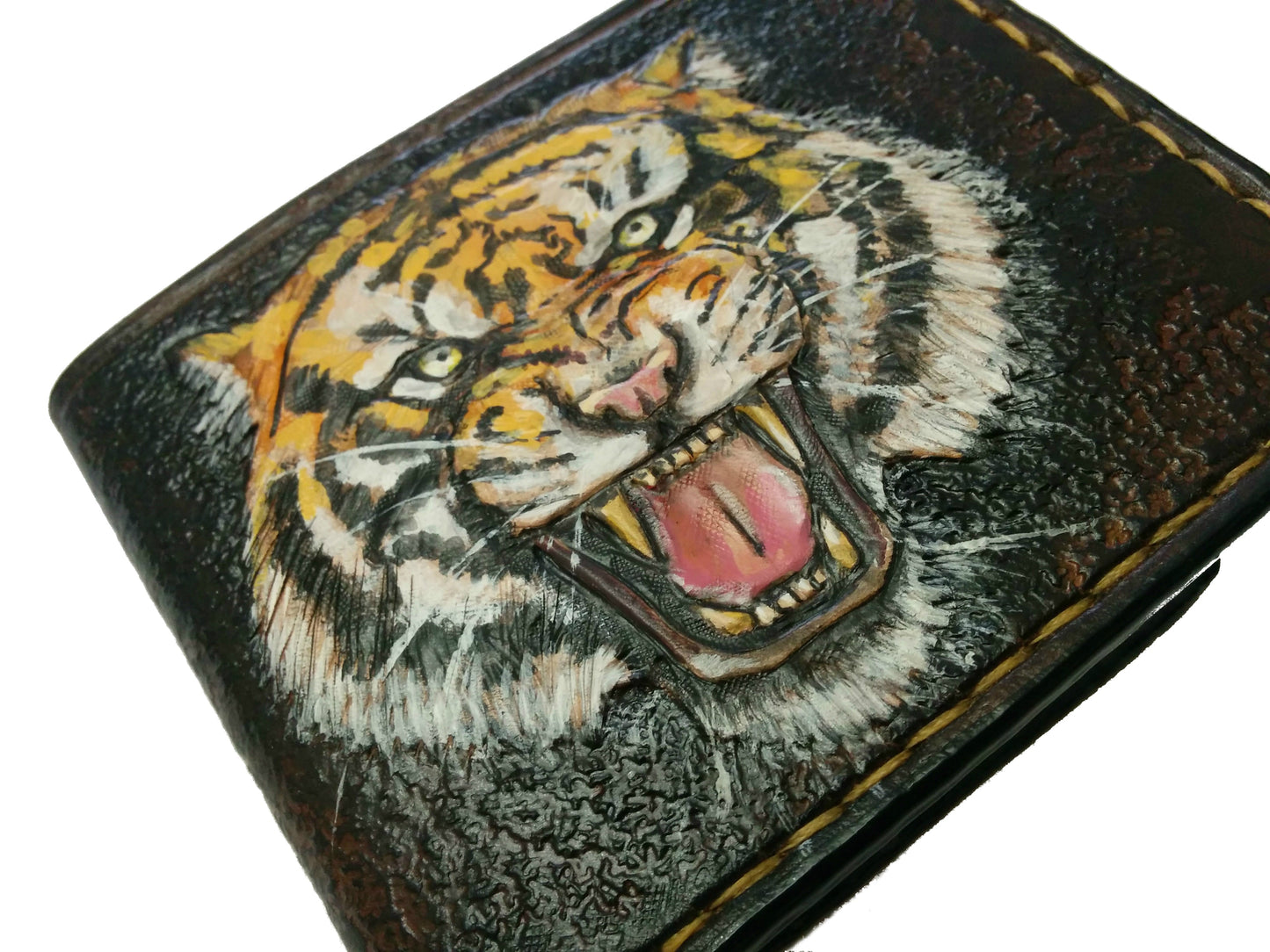 M1A14, Bengal & Siberian Tiger Big Cat Bifold Leather Wallet