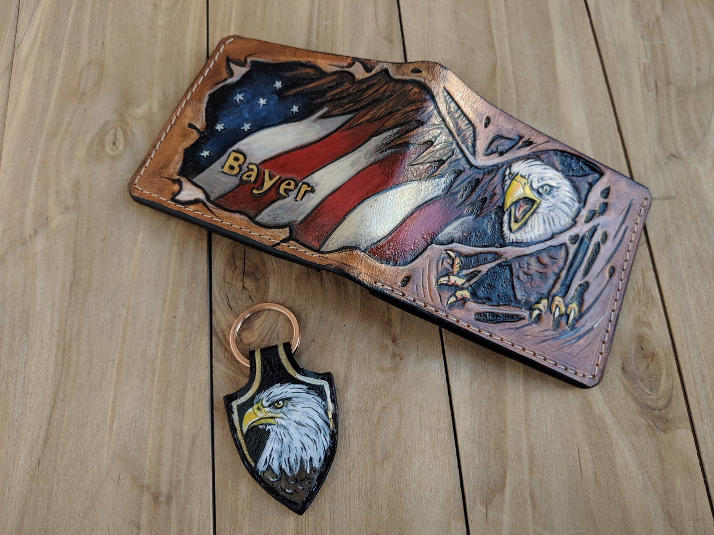 C2 Custom Personalized Leather Photo Wallet & Keychain Set