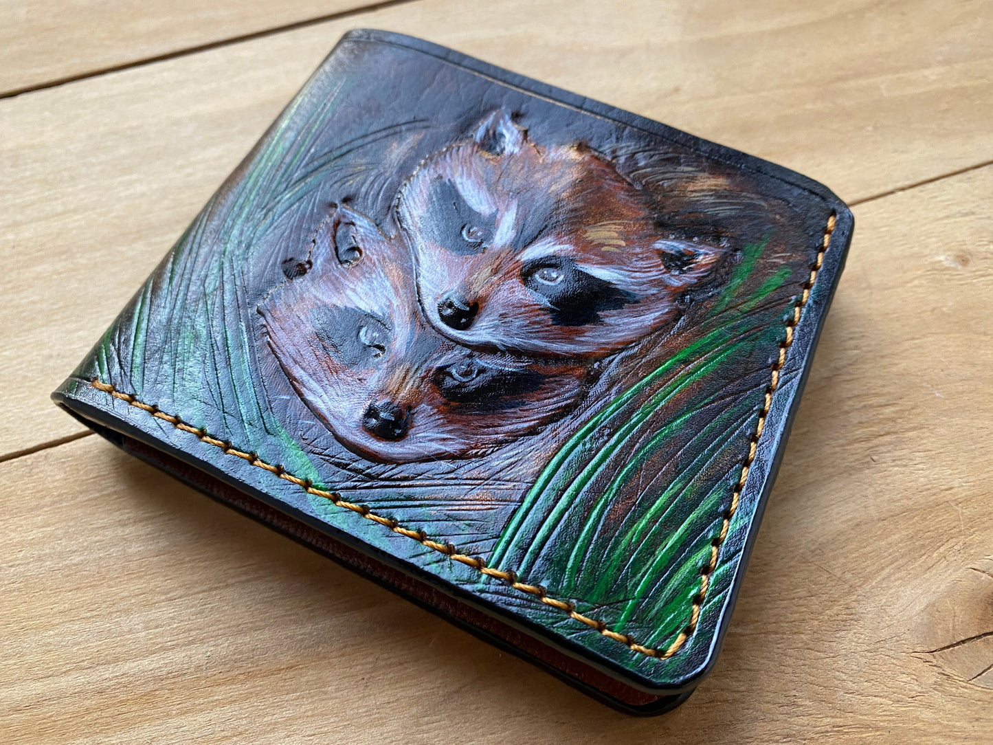 M1A37, Raccoon Leather Wallet | Hunting Gift for Coonhunters