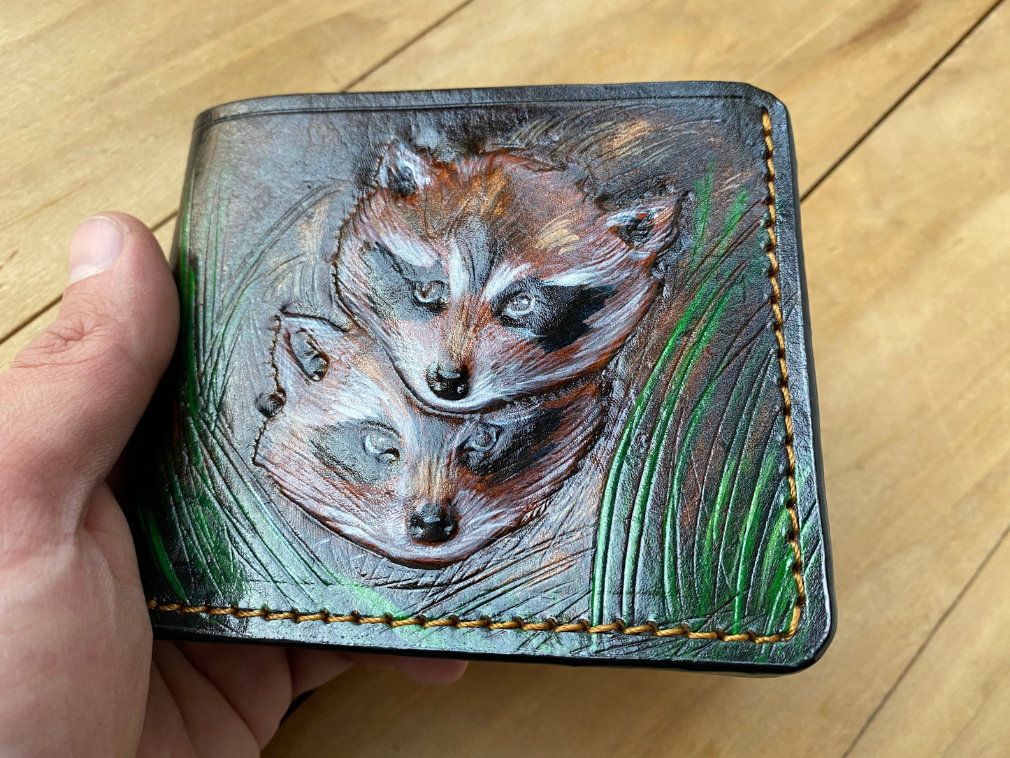 M1A37, Raccoon Leather Wallet | Hunting Gift for Coonhunters