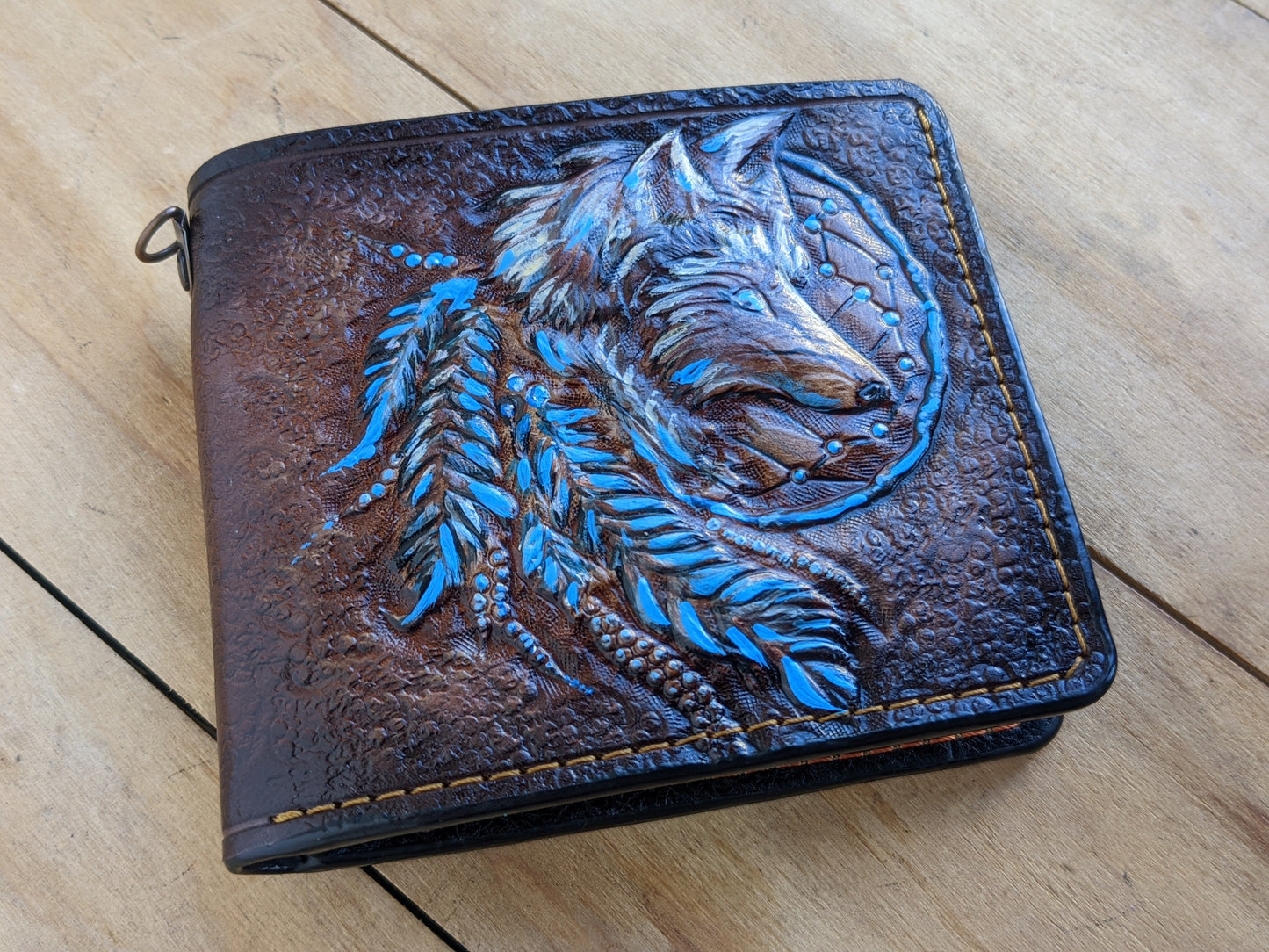 M1A23, Red Fox Dream Catchers Embossed Bifold Leather Wallet