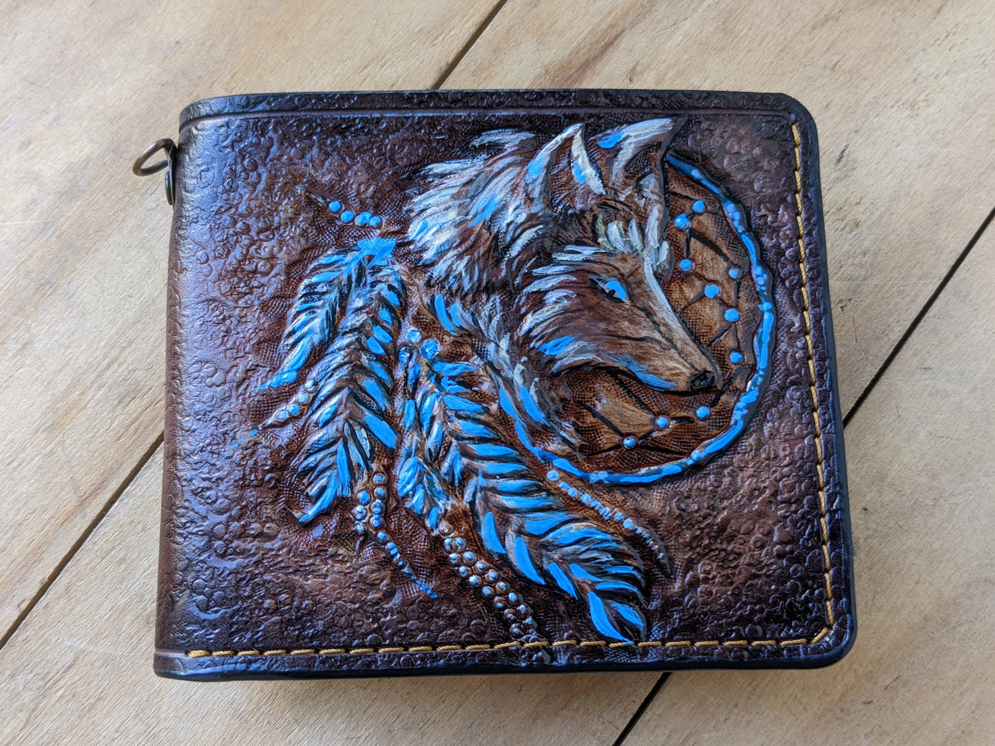 M1A23, Red Fox Dream Catchers Embossed Bifold Leather Wallet