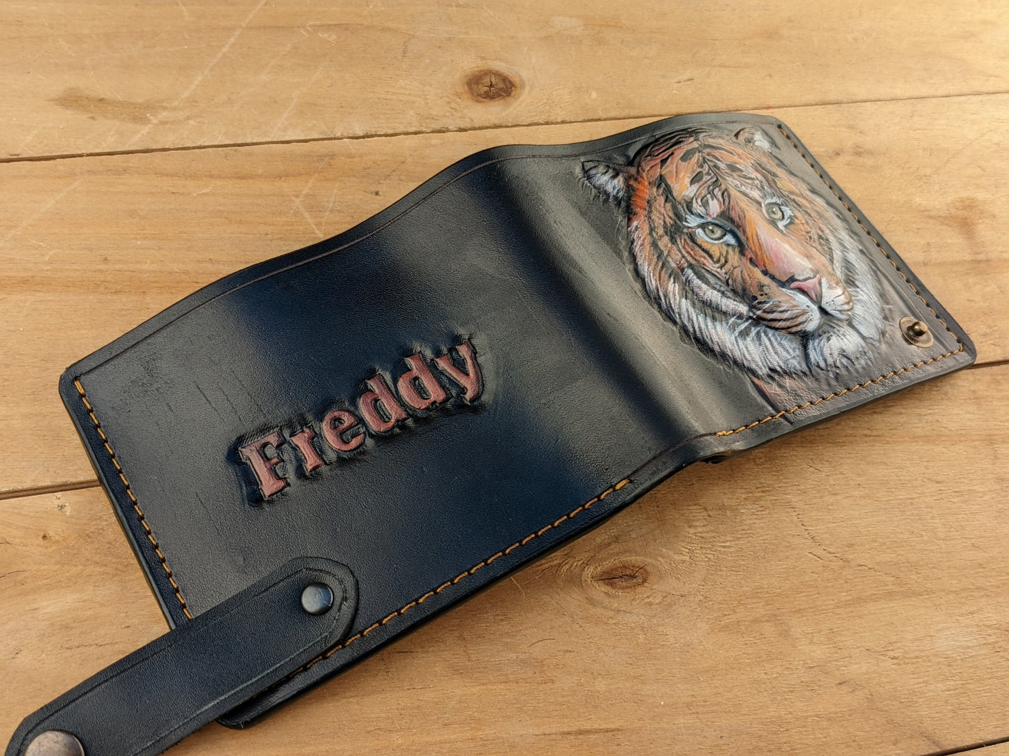 M1A16, Bengal & Siberian Tiger Big Cat Bifold Leather Wallet