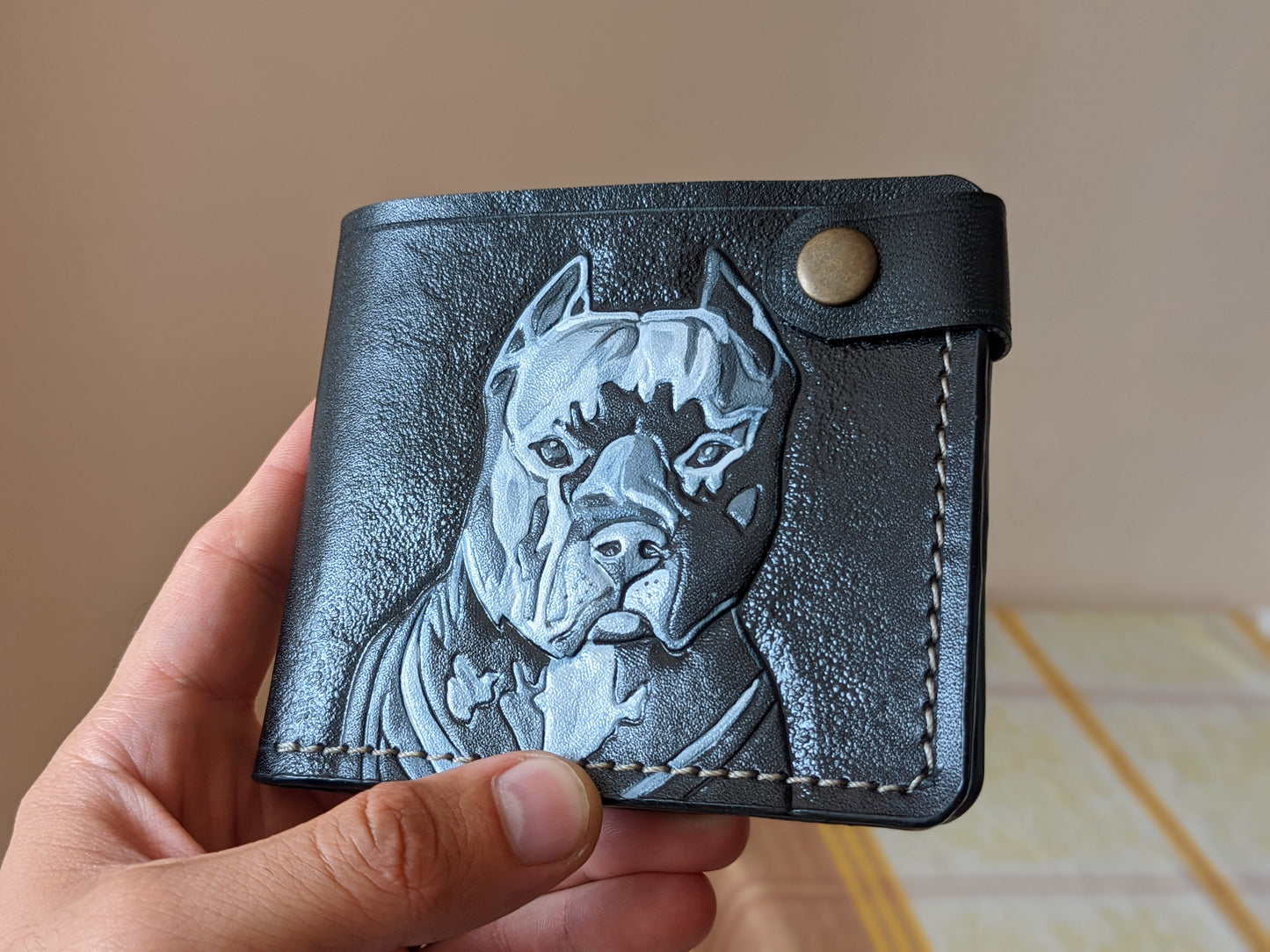 M1A24, American Staffordshire Terrier Bifold Leather Wallet