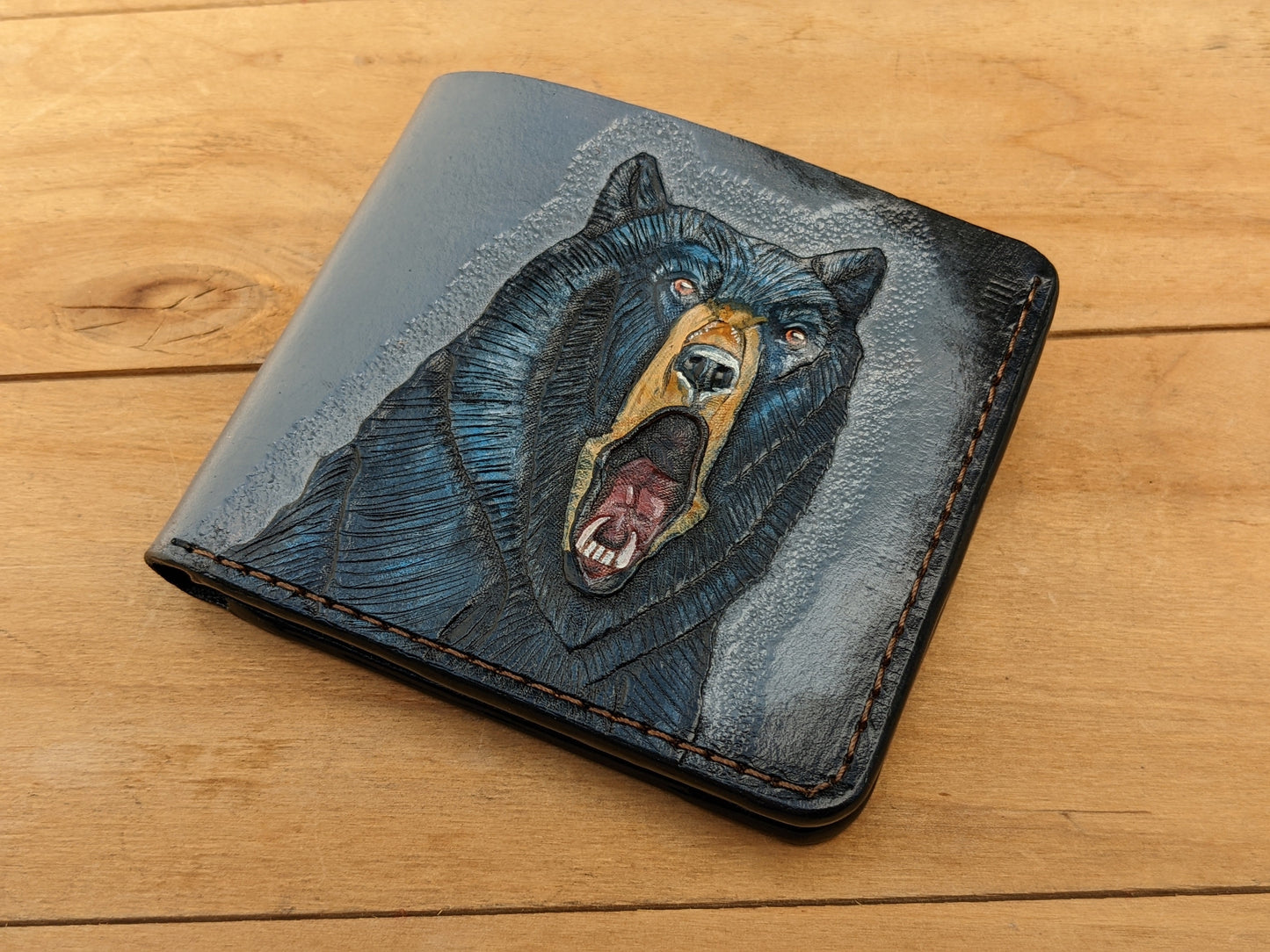 M1A12, American Black Bear & Grizzly Bifold Leather Wallet