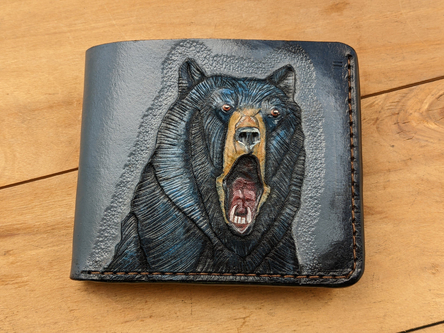 M1A12, American Black Bear & Grizzly Bifold Leather Wallet