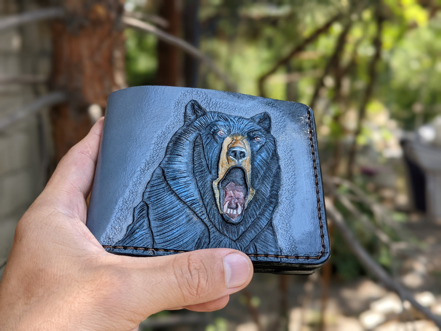 M1A12, American Black Bear & Grizzly Bifold Leather Wallet