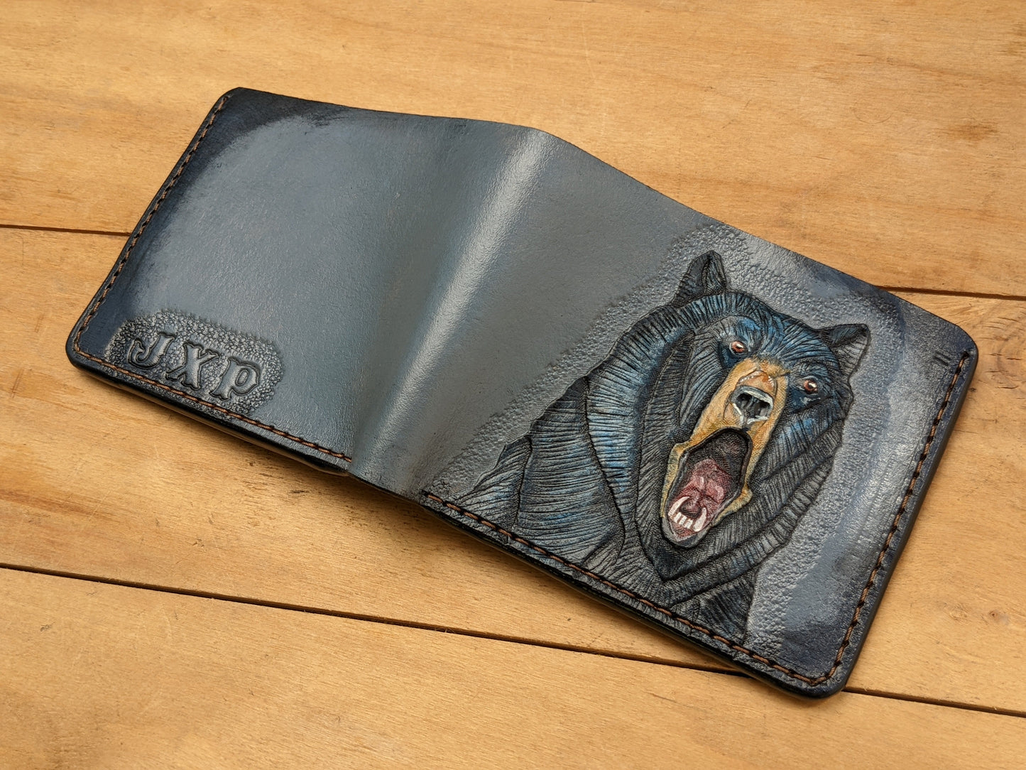 M1A12, American Black Bear & Grizzly Bifold Leather Wallet