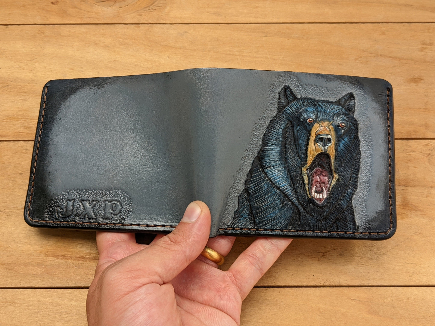 M1A12, American Black Bear & Grizzly Bifold Leather Wallet
