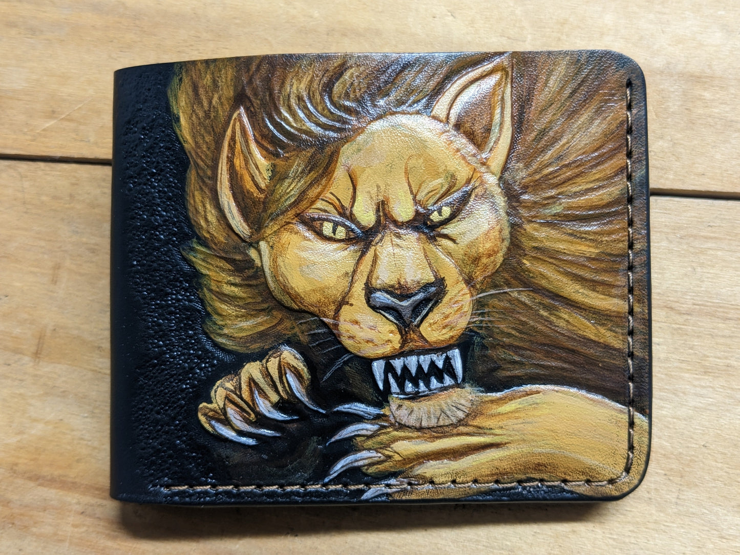 M1A28, Lion King Scar Embossed Bifold Leather Wallet