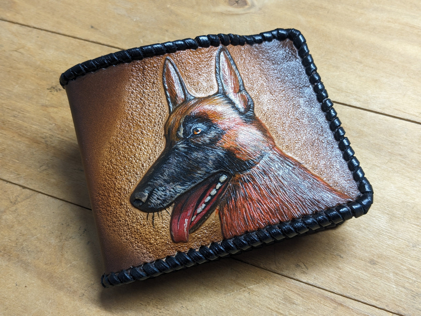 M1A35, German Shepherd Dog Pet Bifold Leather Wallet