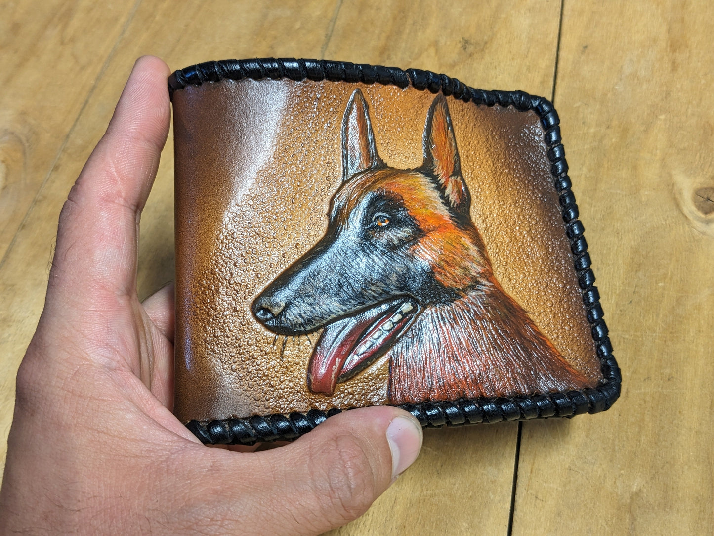 M1A35, German Shepherd Dog Pet Bifold Leather Wallet