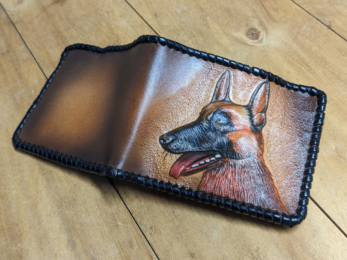 M1A35, German Shepherd Dog Pet Bifold Leather Wallet