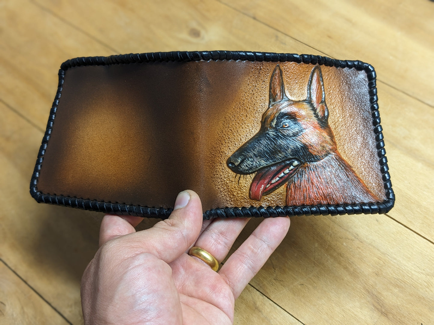 M1A35, German Shepherd Dog Pet Bifold Leather Wallet