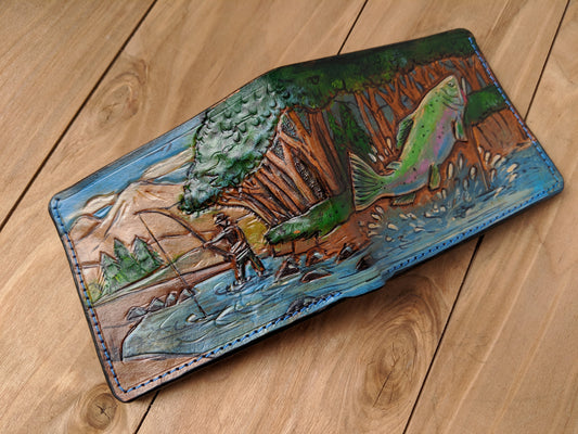 Discover the Bass Fishing Handmade Bifold Leather Wallet! This unique fish wallet makes the perfect Father's Day gift for any fishing enthusiast or outdoorsman.