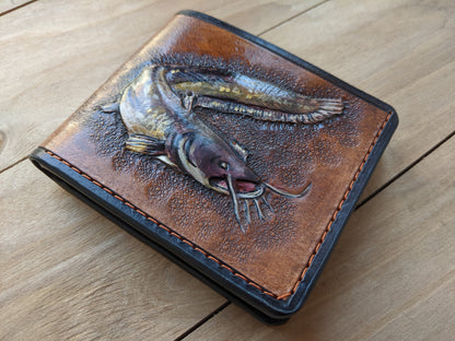 Discover the Catfish Handmade Leather Wallet! Perfect for anglers, this RFID-protected fish wallet is a thoughtful Father's Day gift for the outdoorsman.